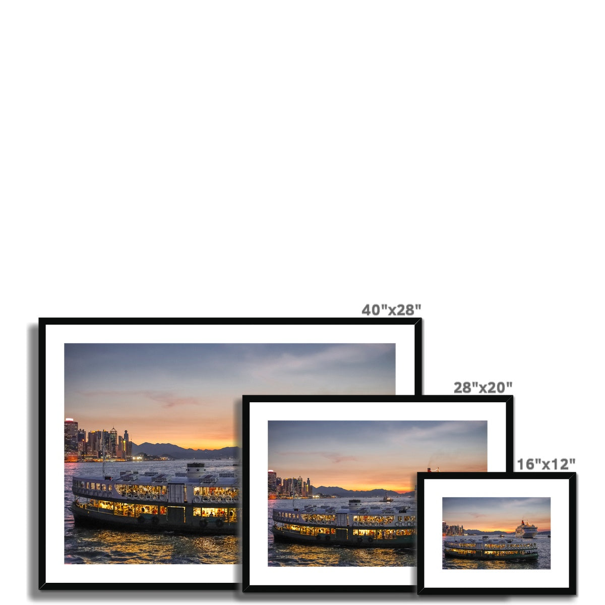 Hong Kong Photography Framed & Mounted Print I Star Ferry Skyline & Victoria Harbour Wall Art