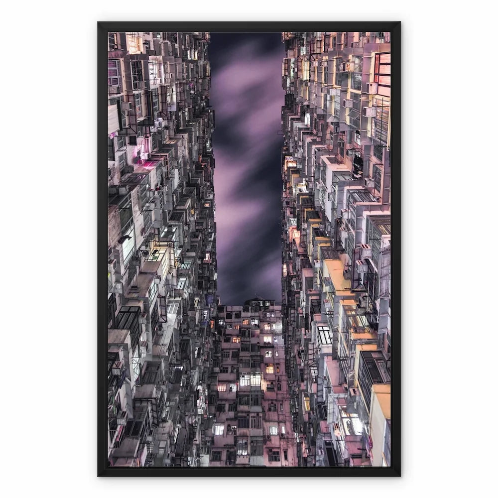 Hong Kong Print Framed Canvas I Monster Building NO.2 I Skyline, Cityscape, night city Wall Art