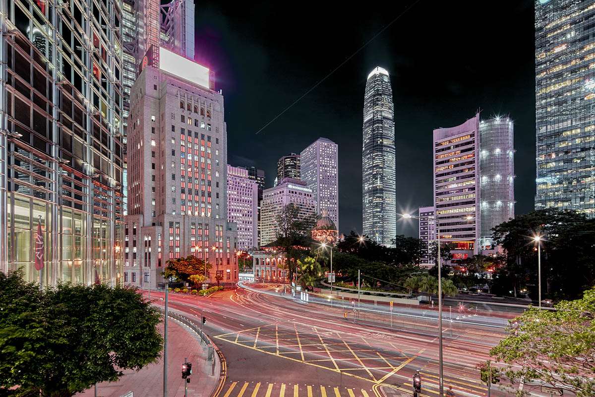 Photography Print of Hong Kong Bank Street Central HK ,Cityscapes & Night City Wall Art