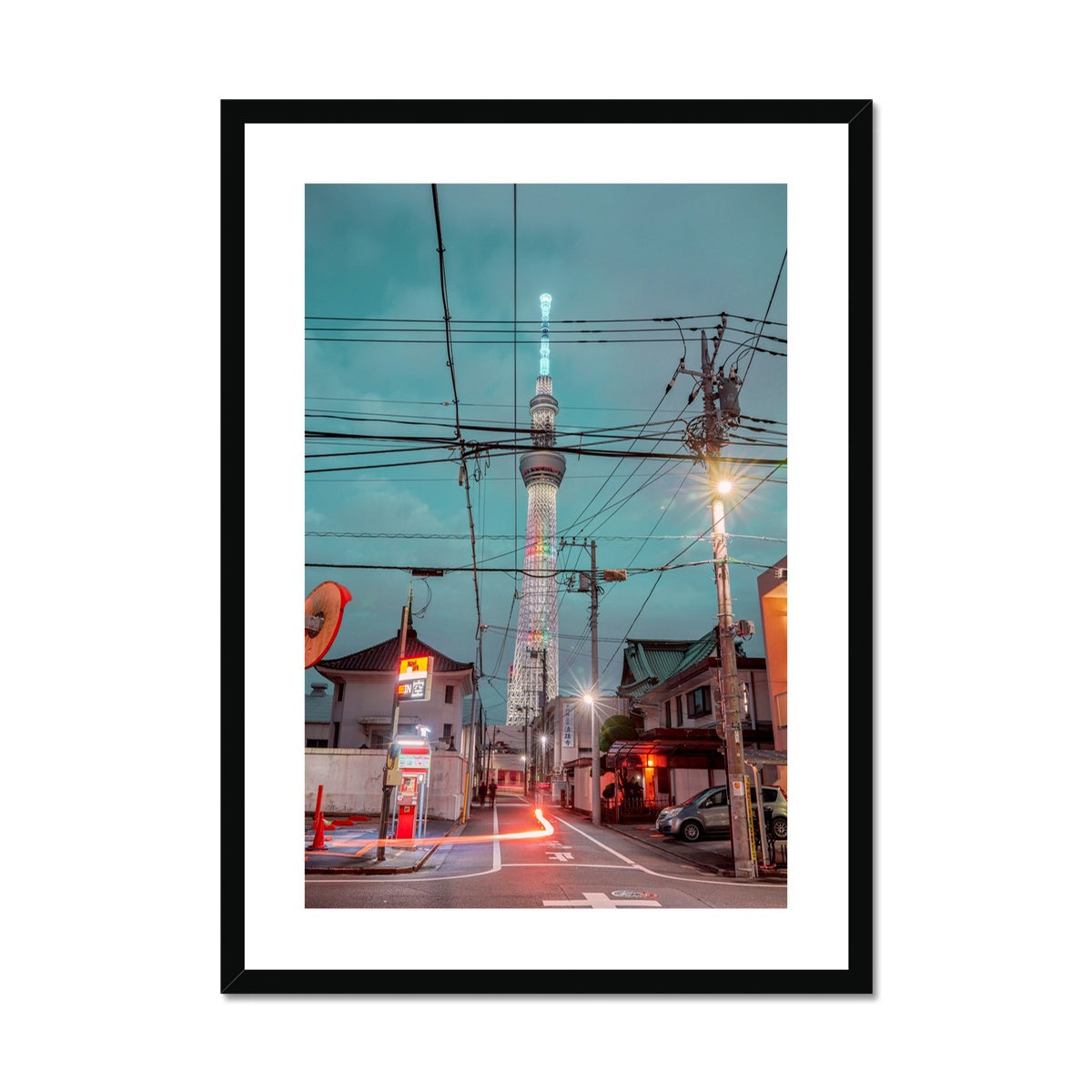 Skytree At Night Framed & Mounted Print,Asakusa, Toyko, Japan Architect Wall Art, Cityscape Night City,
