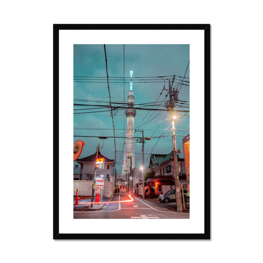 Skytree At Night Framed & Mounted Print,Asakusa, Toyko, Japan Architect Wall Art, Cityscape Night City,