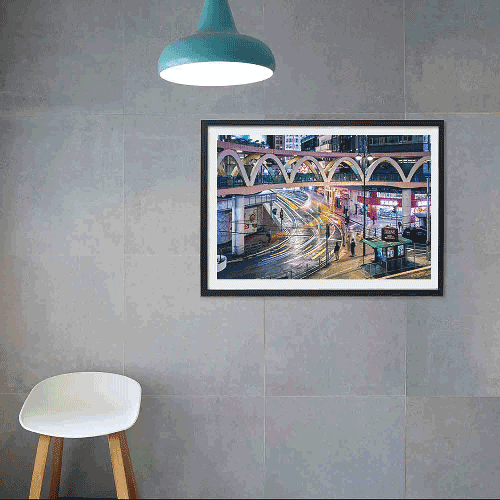 Circular Footbridge at Yee Wo Street Hong Kong Wall Art, Cityscape Night City, Photography Art Print - ManChingKC Photography