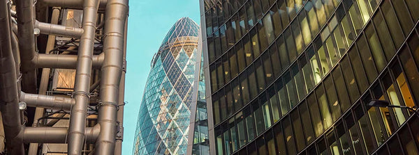 Futuristic Gherkin London and several futuristic buildings Photography Art Prints