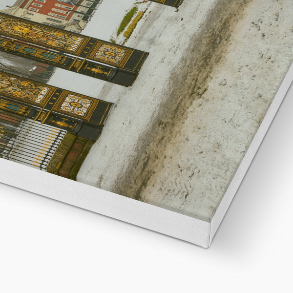 《The Gates of Winter Silence》-Warrington Golden Gates Canvas Print I England Fine Art , Wall Art Print