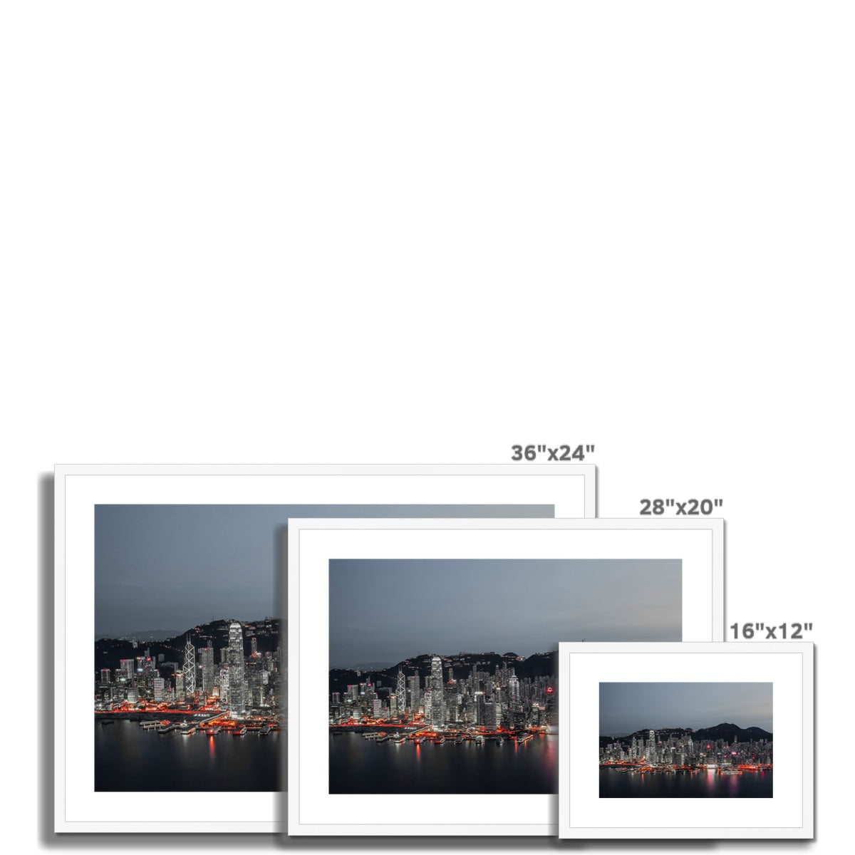 Photography Print of Hong Kong,Victoria Harbour-Red Light,Cityscape & Skyline Wall Art,Framed & Mounted Print