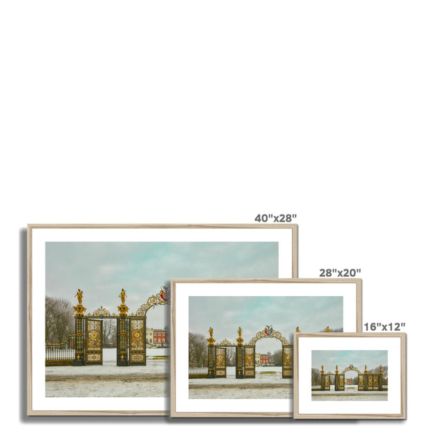 《The Gates of Winter Silence》-Warrington Golden Gates Framed & Mounted Print I England Wall Art Print