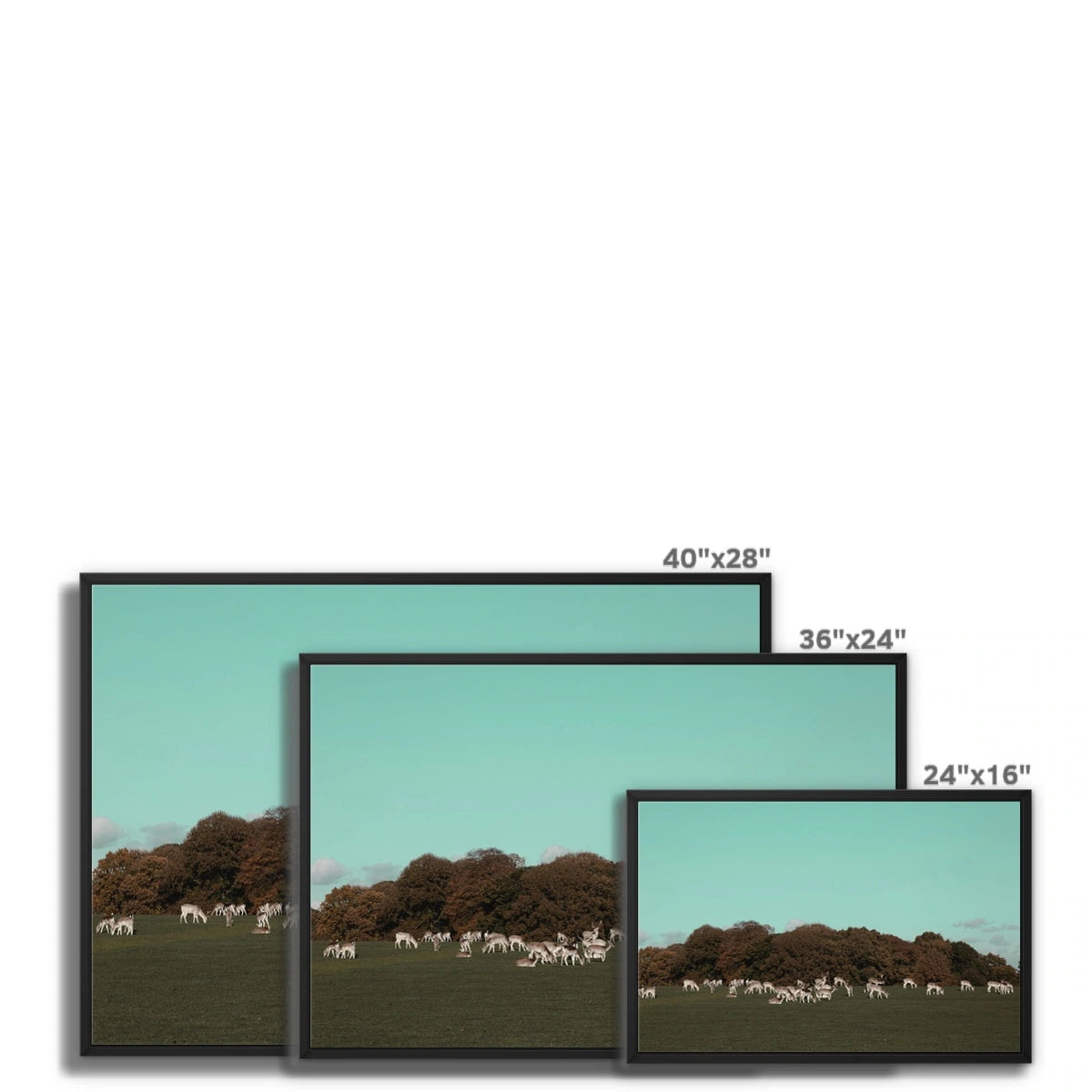 Return of the Deer Herd I Photography Framed Canvas Art Print of UK I Skyline Wall Art Print
