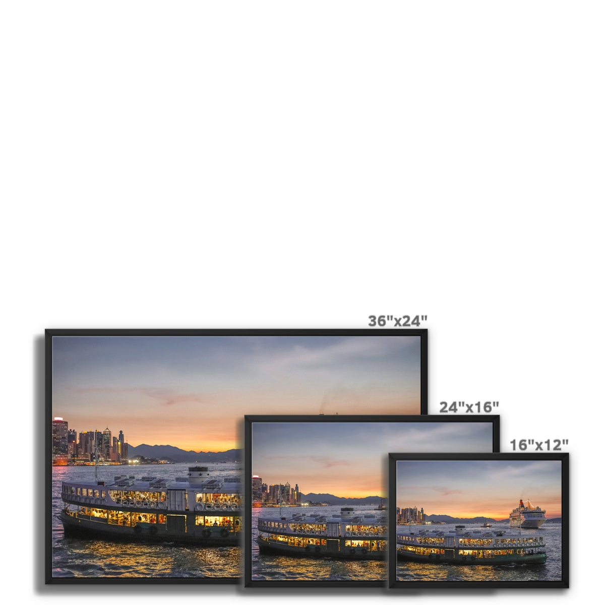 Fine Art Hong Kong Photography Framed Canvas Print I Star Ferry Skyline & Night City Wall Art