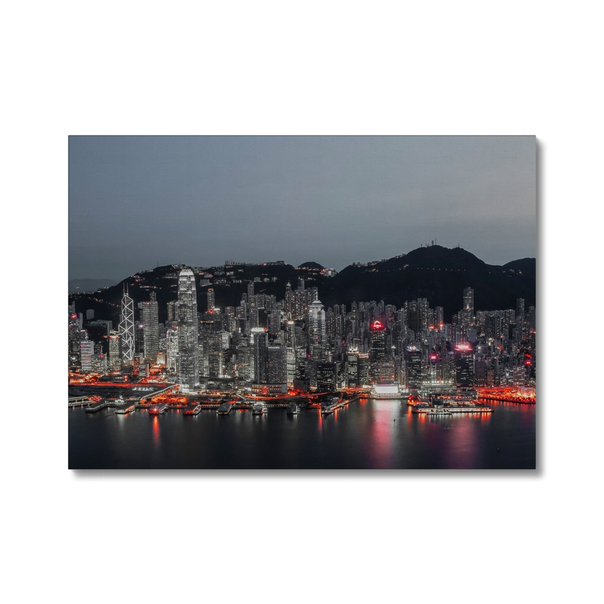 Fine Art Photography Canvas Print of Hong Kong I Victoria Harbour-Red Light I Cityscape & Skyline Wall Art