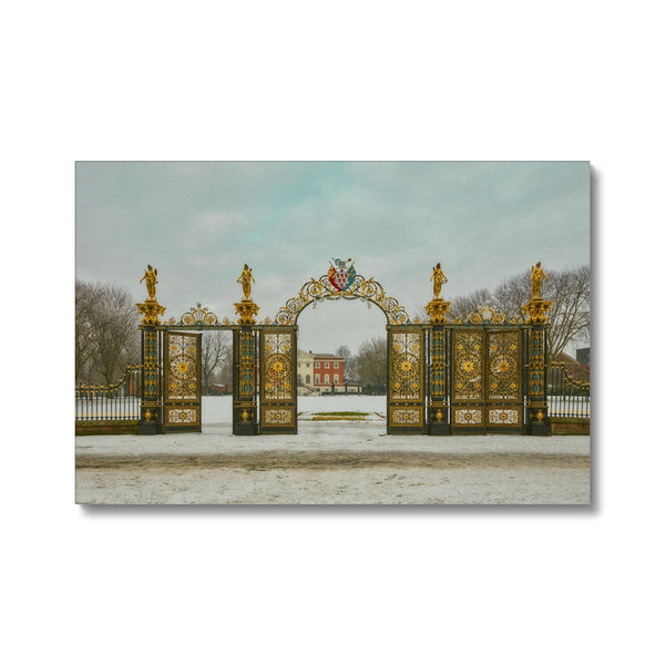 《The Gates of Winter Silence》-Warrington Golden Gates Canvas Print I England Fine Art , Wall Art Print