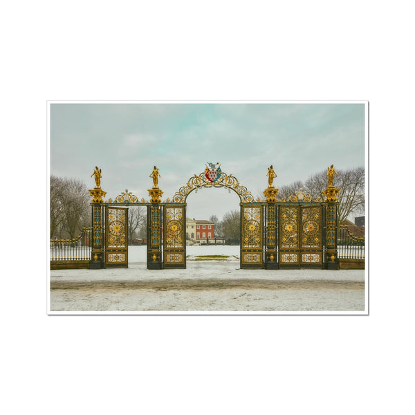 《The Gates of Winter Silence》- Warrington Golden Gates, Fine Art Print of England,Wall Art