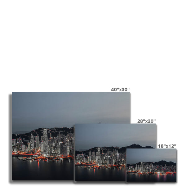 Hong Kong Fine Art Photography Canvas Print of Victoria Harbour-Red Light, Cityscape & Skyline Wall Art