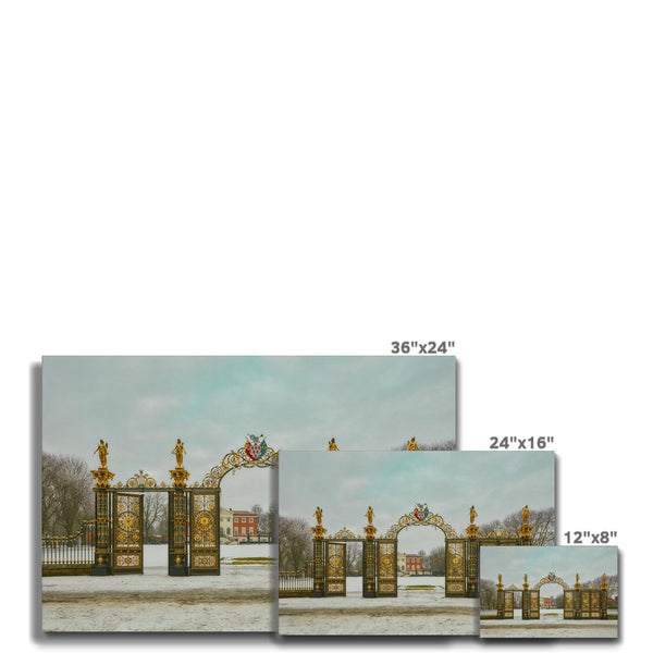 《The Gates of Winter Silence》-Warrington Golden Gates Canvas Print I England Fine Art , Wall Art Print