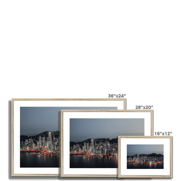 Framed & Mounted Photography Print of Victoria Harbour-Red Light 2019 Hong Kong,Cityscape & Skyline Wall Art,
