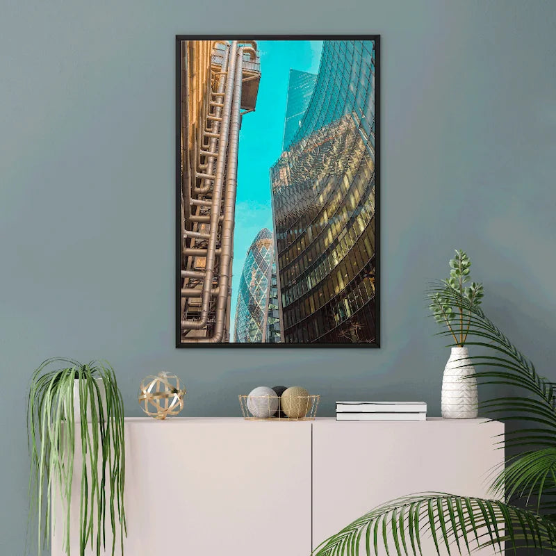 London Framed Canvas Art Print ,The Gherkin building,UK Photo Wall art