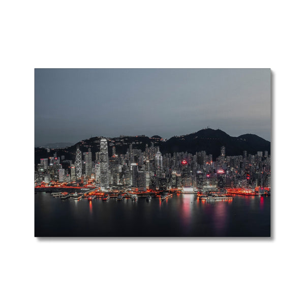 Photography Canvas Print of Victoria Harbour-Red Light