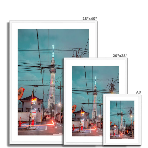 Skytree At Night Framed & Mounted Print,Asakusa, Toyko, Japan Architect Wall Art, Cityscape Night City,