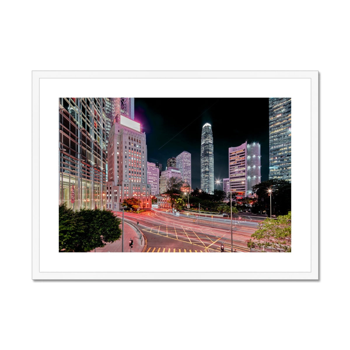 Photography Print of Hong Kong ,Bank Street Central, ,Cityscape & Night City Wall Art Print,Framed & Mounted