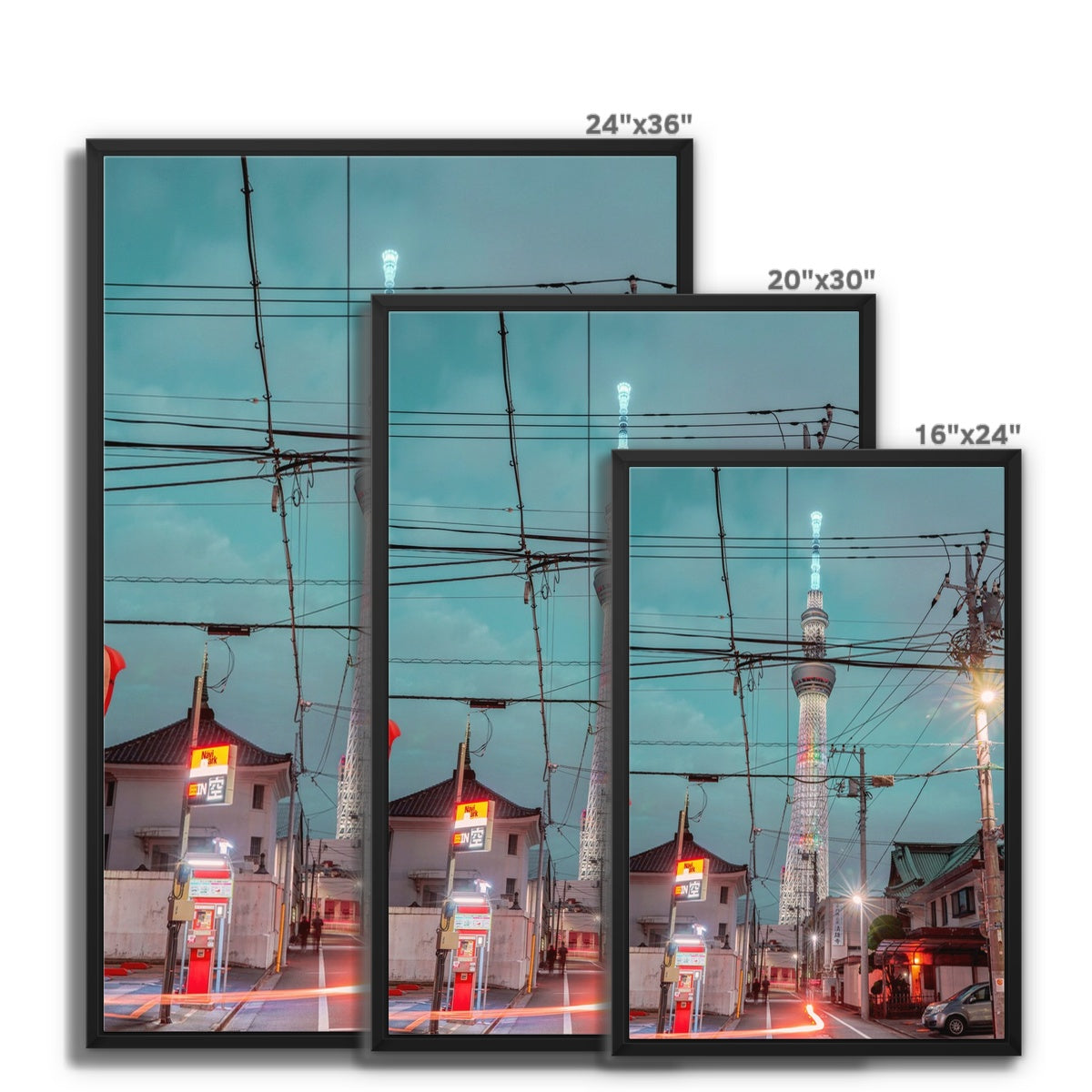 Framed Canvas Photography Art Print of Skytree at night, Asakusa,Tokyo, Japan Wall Art