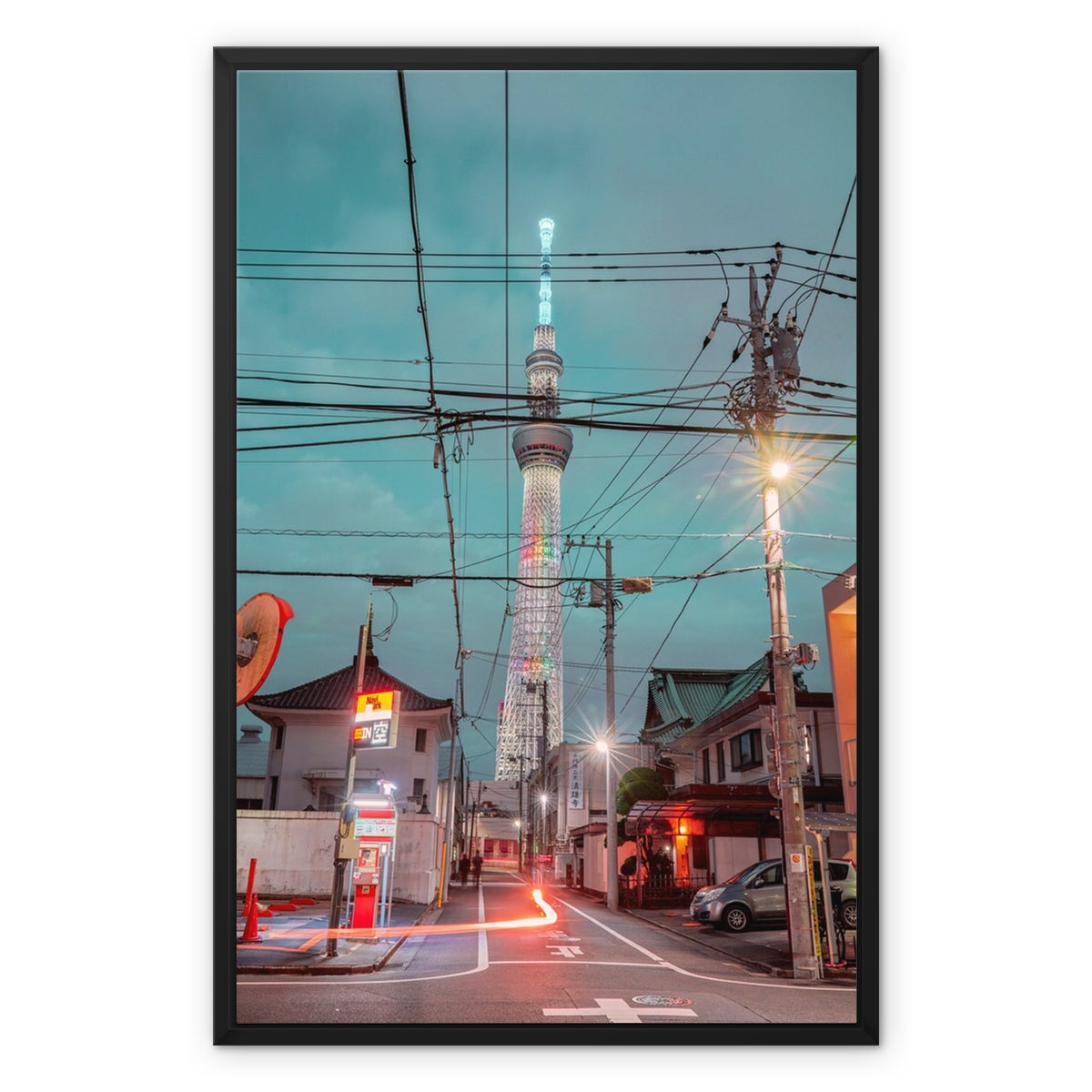 Framed Canvas Photography Art Print of Skytree at night, Asakusa,Tokyo, Japan Wall Art