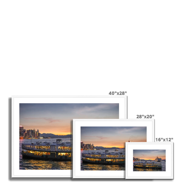 Hong Kong Photography Framed & Mounted Print I Star Ferry Skyline & Victoria Harbour Wall Art