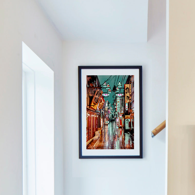 Framed Canvas I Third Street, Night City Nakano Tokyo, Japan wall art