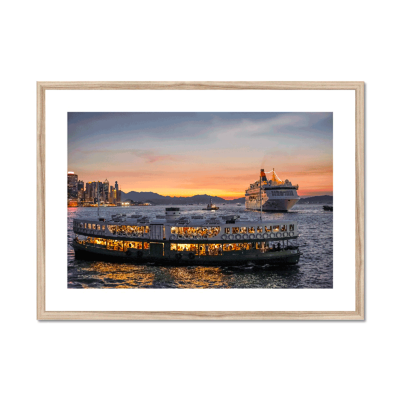 Hong Kong Photography Framed & Mounted Print I Star Ferry Skyline & Victoria Harbour Wall Art