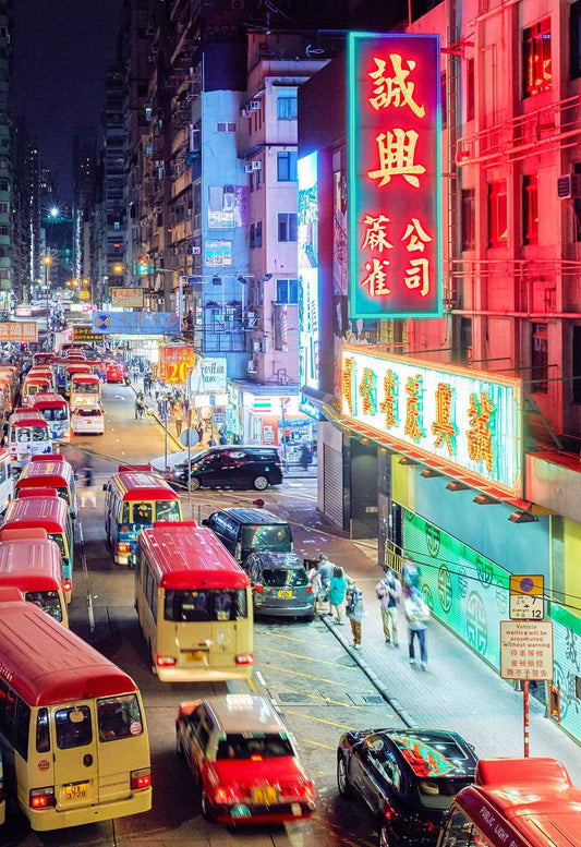 Photography Print of Hong Kong Street, Tung Choi Street Neon Light & Cityscape Wall Art