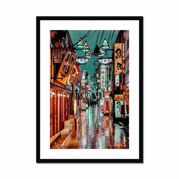 Photography Framed & Mounted Print I Third Street, Night City Nakano Tokyo, Japan wall art
