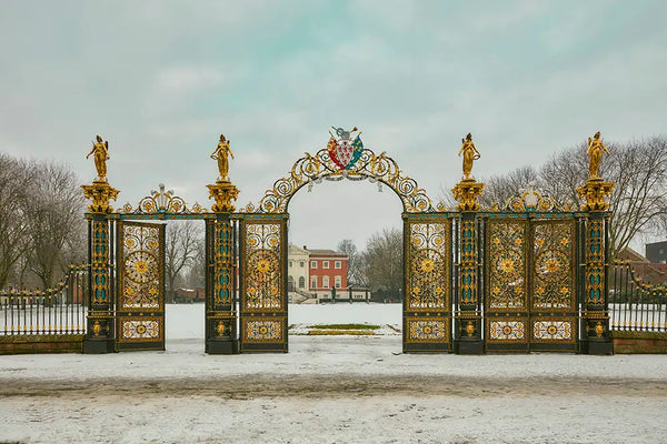 《The Gates of Winter Silence》- Warrington Golden Gates, Fine Art Print of England,Wall Art