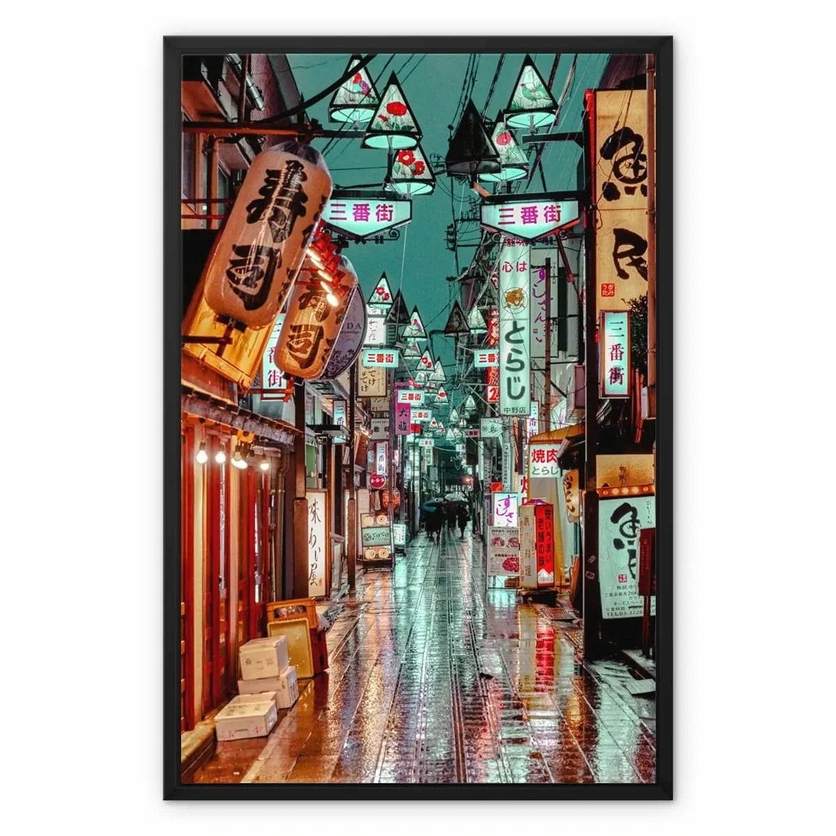 Framed Canvas I Third Street, Night City Nakano Tokyo, Japan wall art