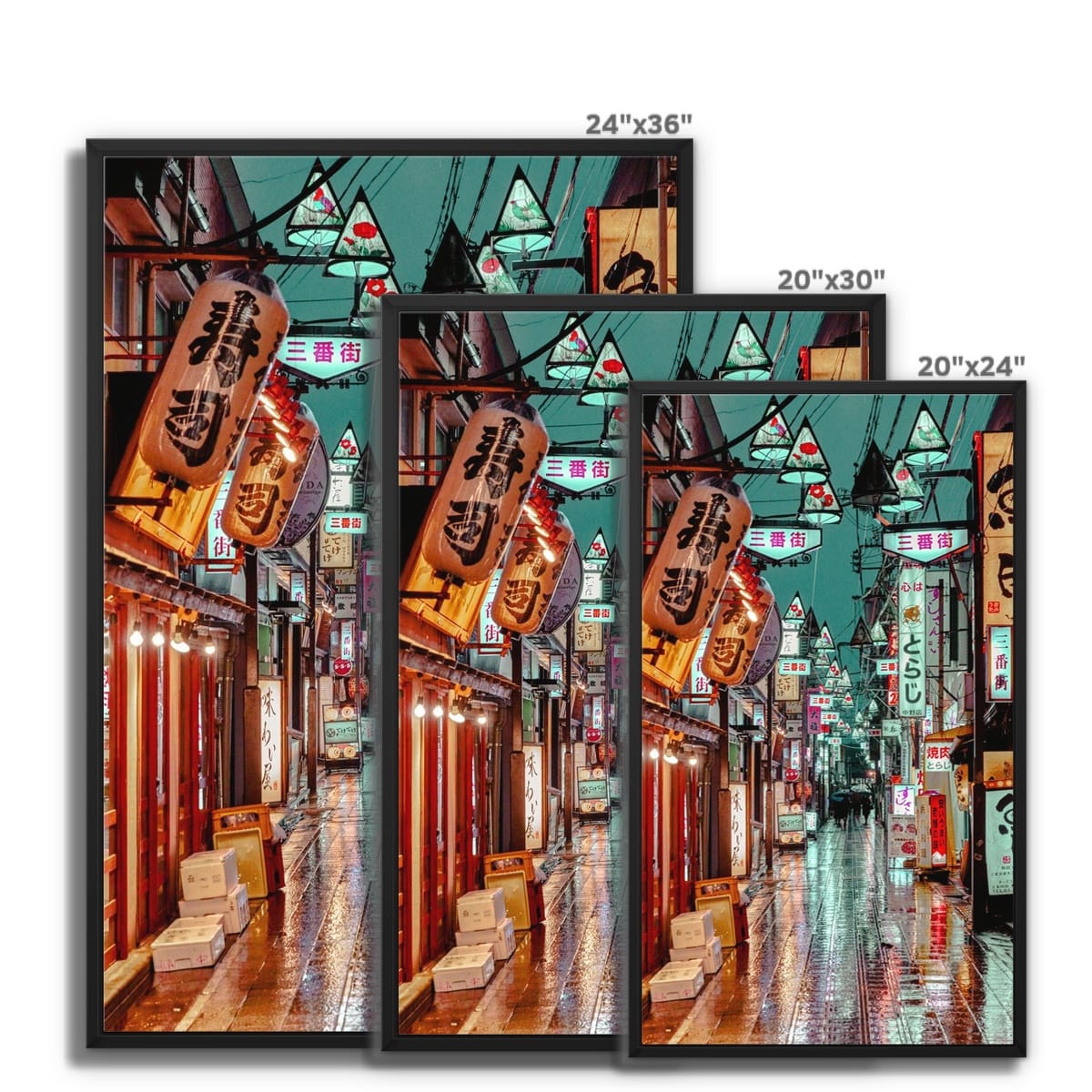 Framed Canvas I Third Street, Night City Nakano Tokyo, Japan wall art