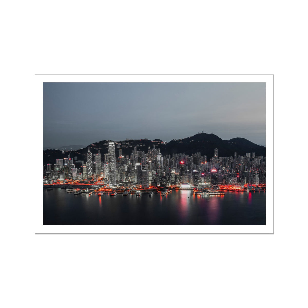 Photography Print of Hong Kong Victoria Harbour-Red Light,Cityscape & Skyline Wall Art
