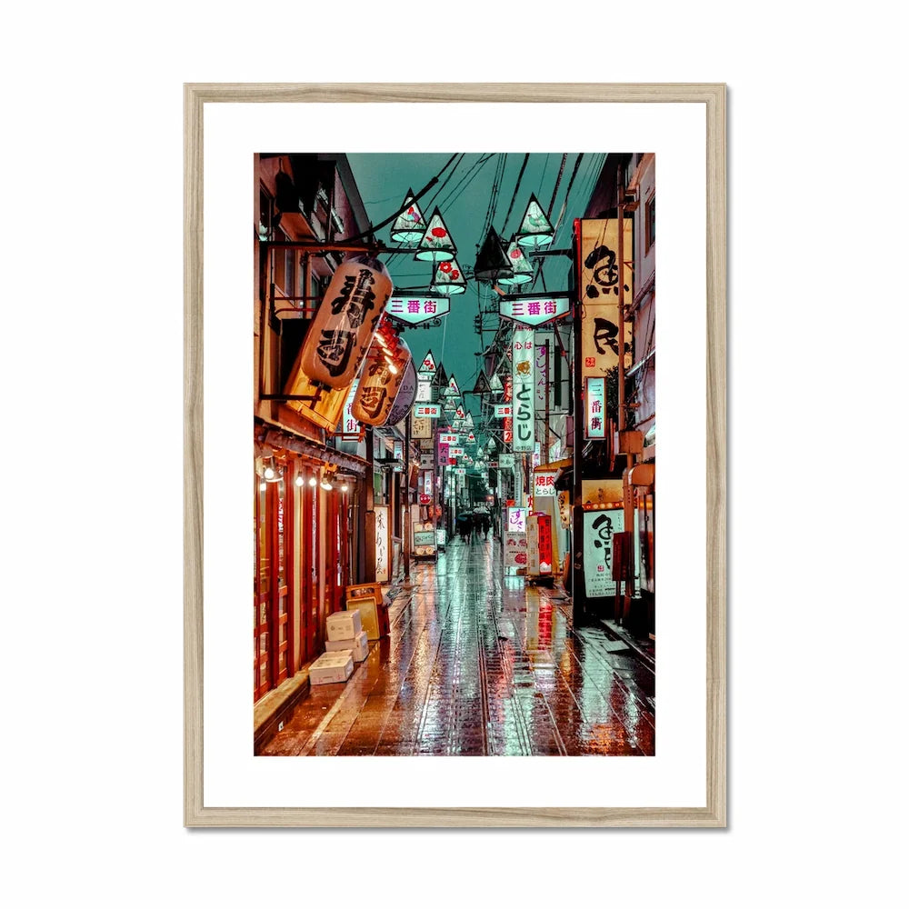 Photography Framed & Mounted Print I Third Street, Night City Nakano Tokyo, Japan wall art