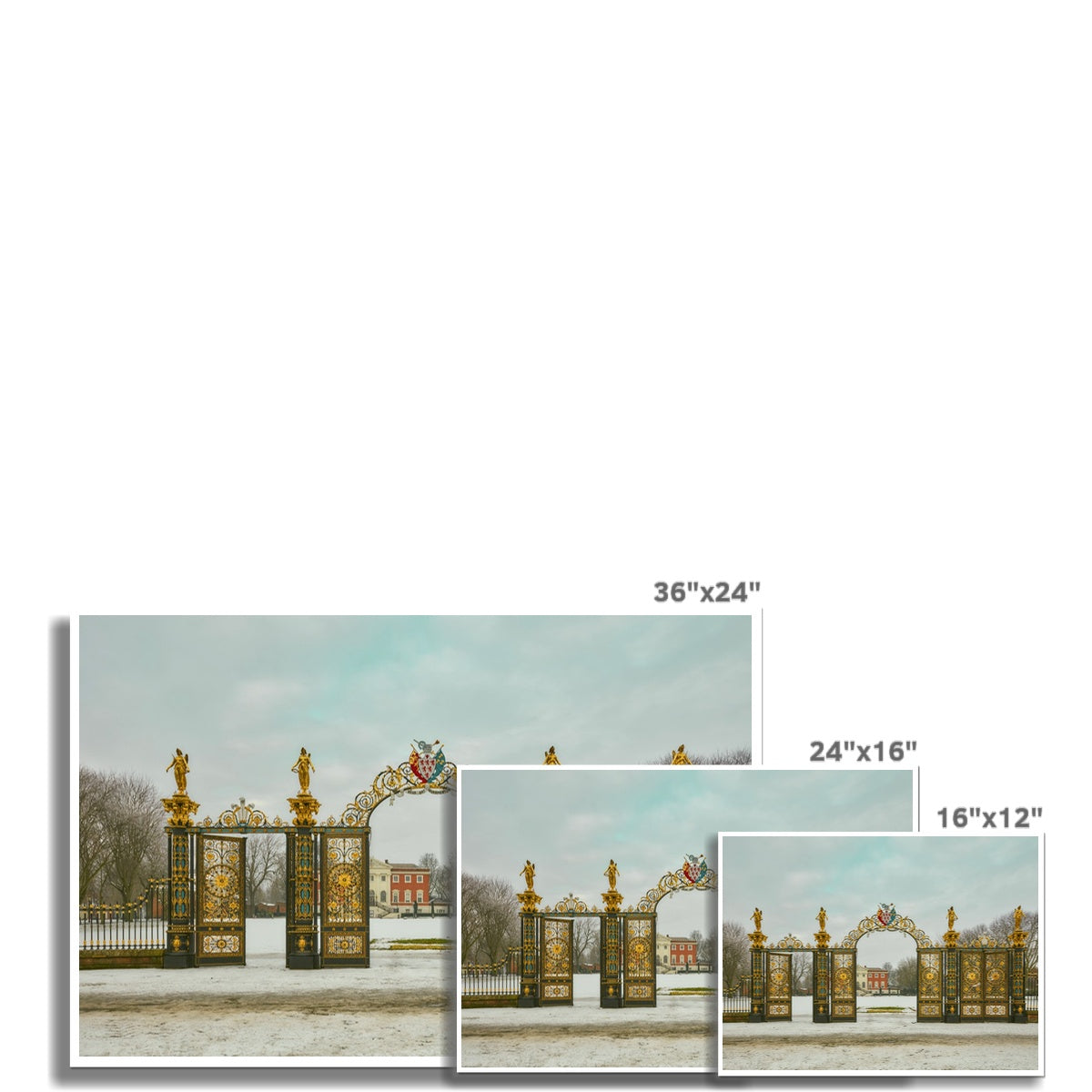 Warrington Golden Gates In The Snow, Fine Art Print of England,Open Edition Prints,Wall Art