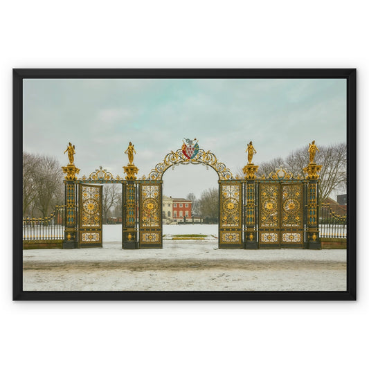 Photography Art Framed Canvas Print of  The Golden Gates in Winter, Warrington,England Wall Art