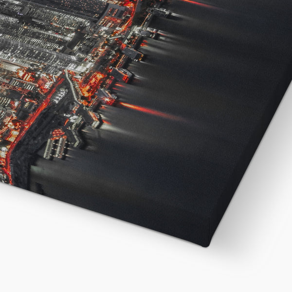 Hong Kong Fine Art Photography Canvas Print of Victoria Harbour-Red Light, Cityscape & Skyline Wall Art