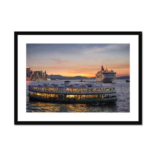 Hong Kong Photography Framed & Mounted Print I Star Ferry Skyline & Victoria Harbour Wall Art