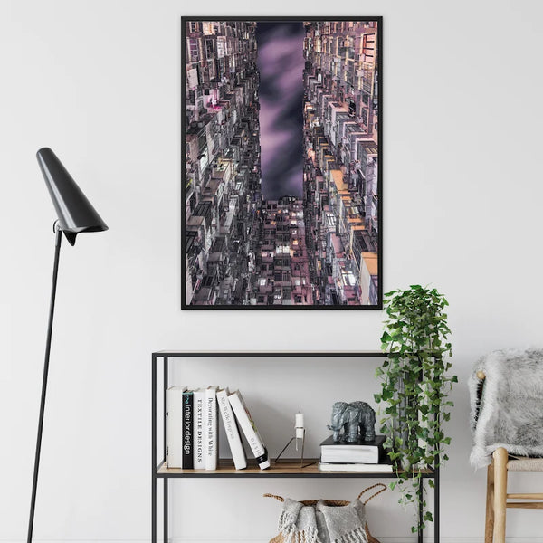 Hong Kong Print Framed Canvas I Monster Building NO.2 I Skyline, Cityscape, night city Wall Art