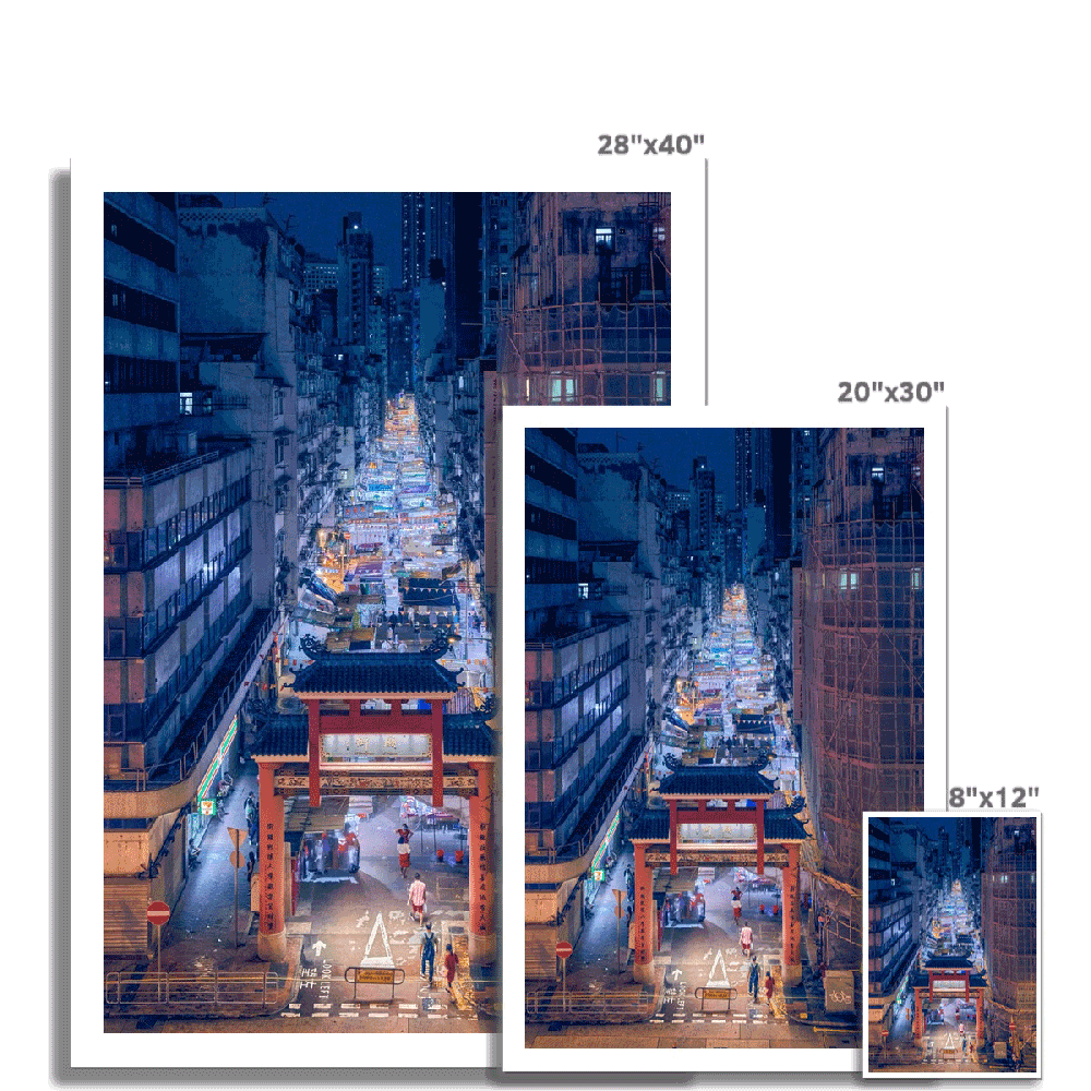 Photography Art Print of Hong Kong,Temple Street Cityscape & Night City Wall Art, - ManChingKC Photography